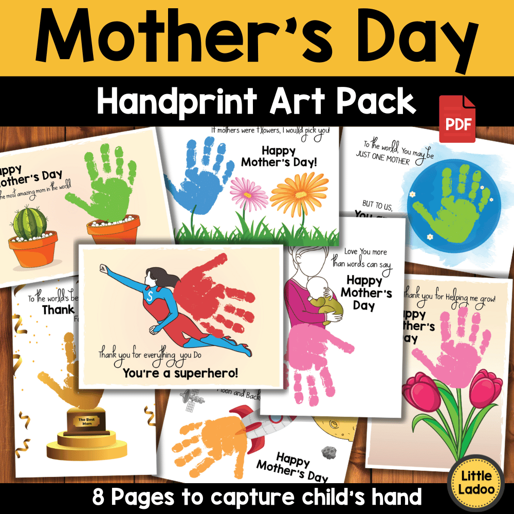 Mother's Day Handprint Art Printable Designs – LittleLadoo