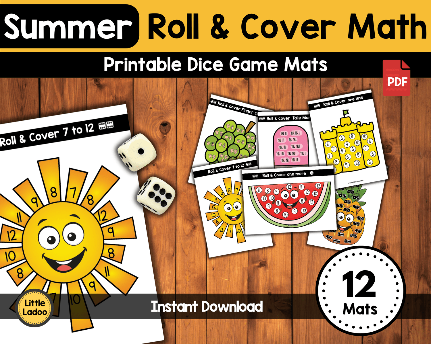 Summer Roll and Cover Math - 12 Printable Mats – LittleLadoo