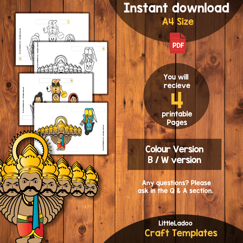 Ram Ravan Puppet Print Ramayana Printable Puppets – LittleLadoo