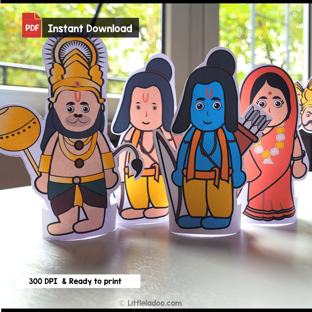 Ram Ravan Puppet Print Ramayana Printable Puppets – LittleLadoo