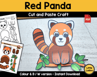 Red panda Cut and Paste Craft Template