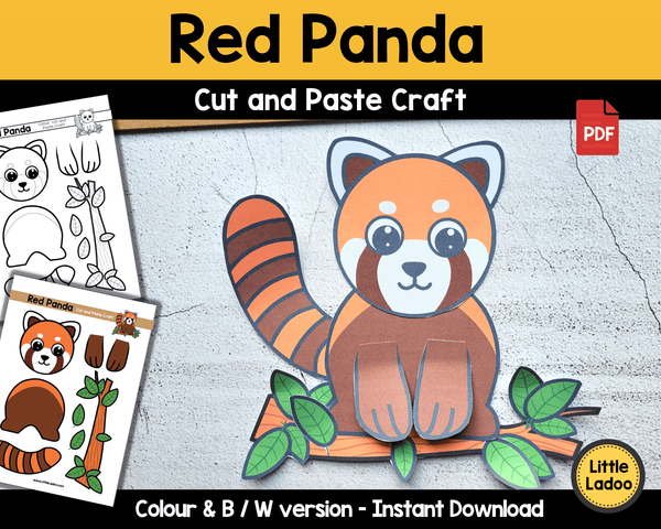 Red panda Cut and Paste Craft Template