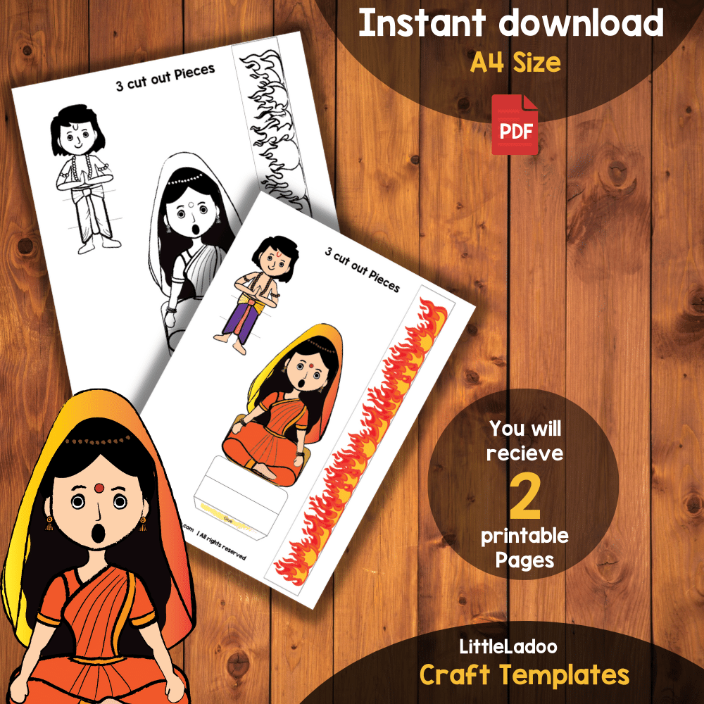 Story Of Holi Craft Holika And Prahlad 3D Scene LittleLadoo story-of-holi-craft-holika-and-prahlad-3d-scene-littleladoo