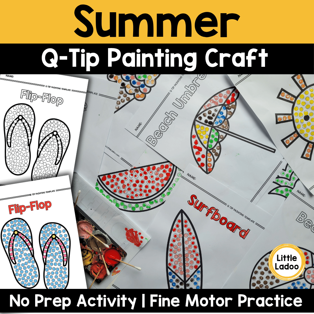 Summer Q-Tip Painting Printable | Dot Art Fine Motor Activities
