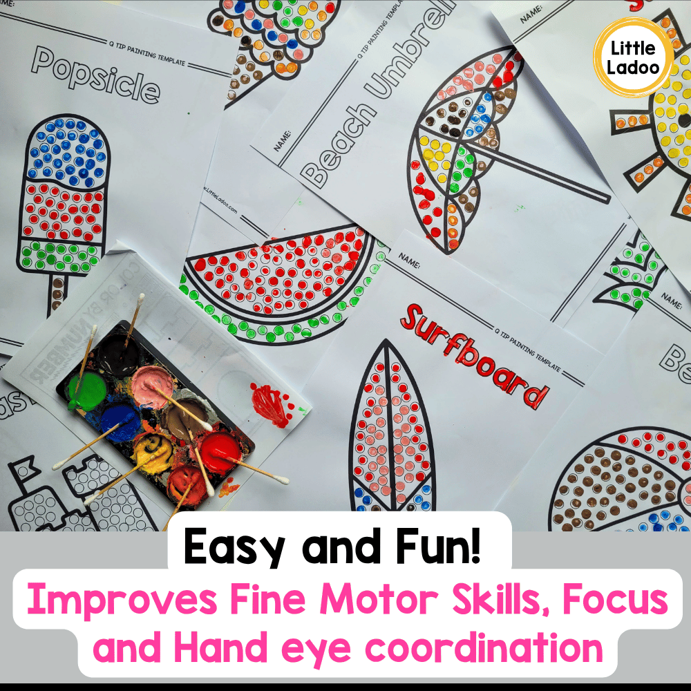 Summer Q-Tip Painting Printable | Dot Art Fine Motor Activities