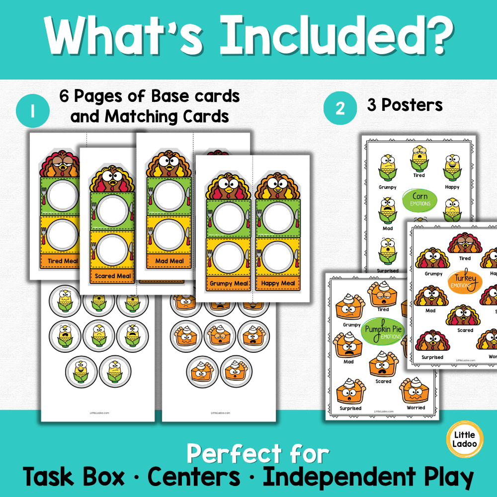 Thanksgiving Emotions Matching Activity