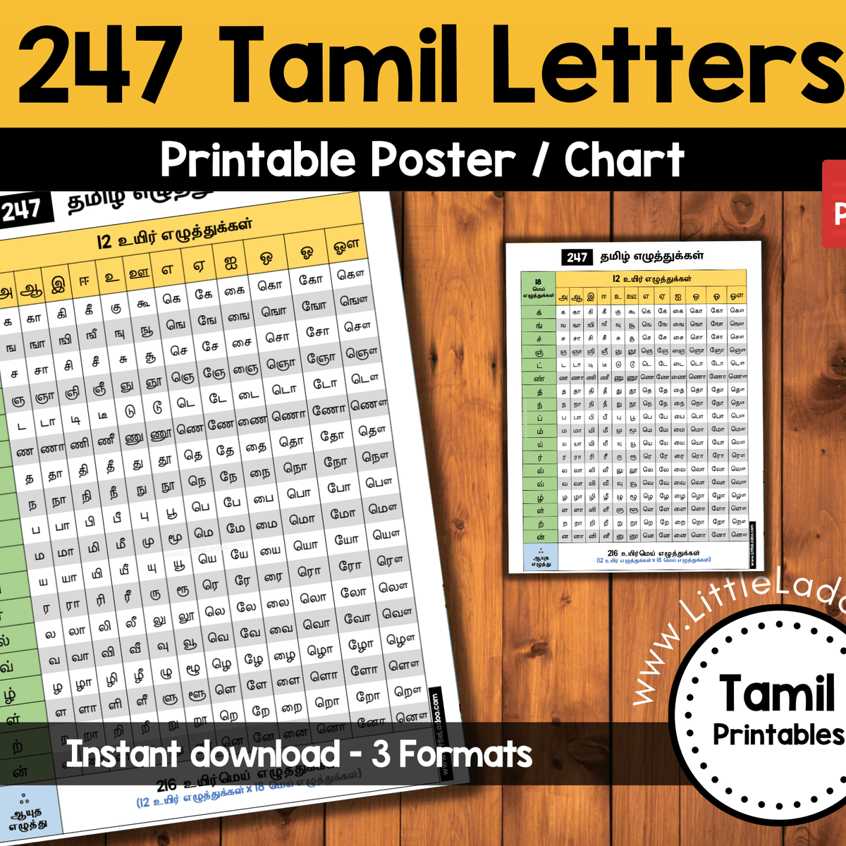 Tamil Letter Chart Printable Poster LittleLadoo