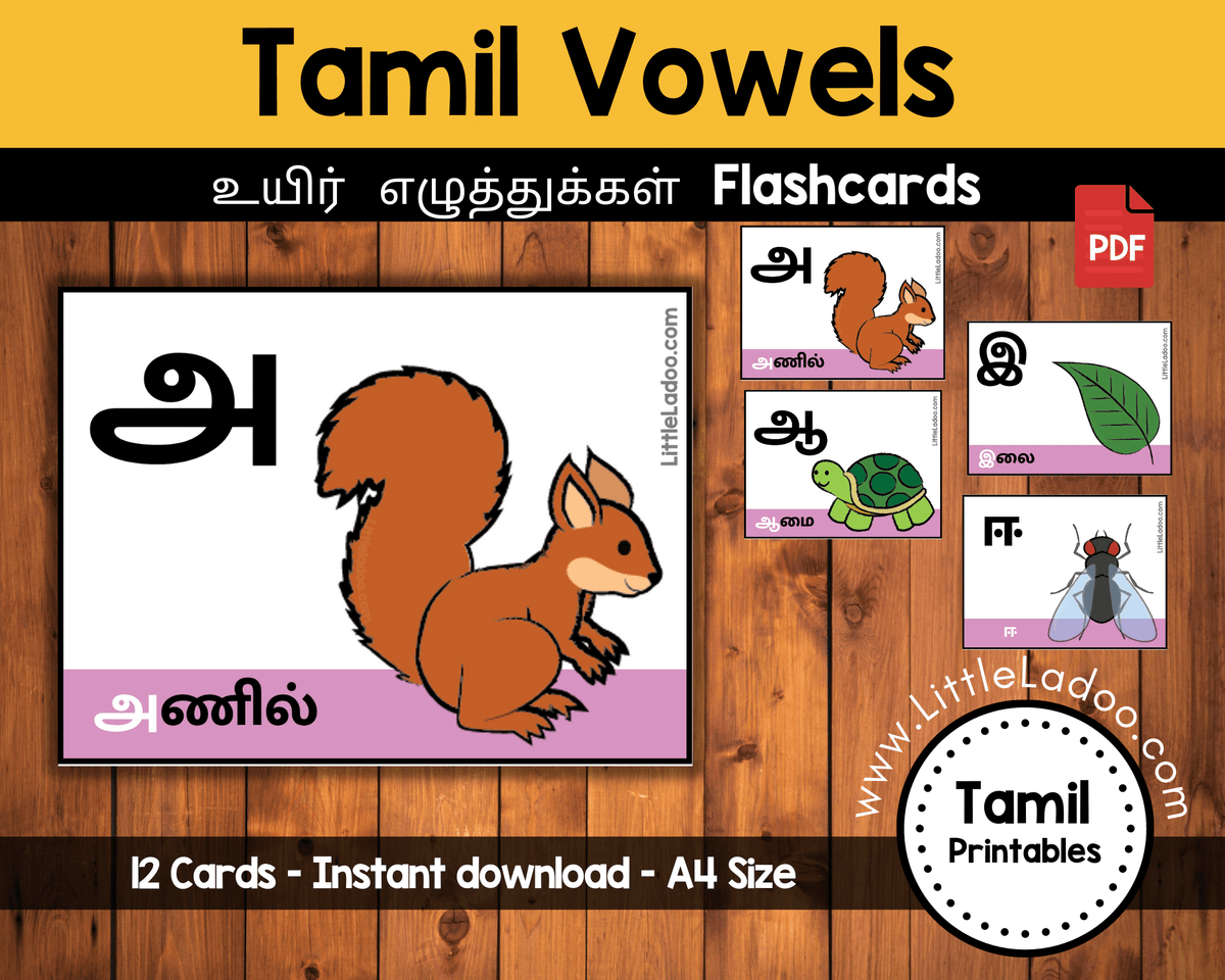Tamil Vowels Flashcards LittleLadoo