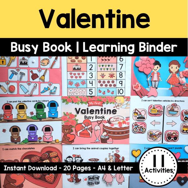 Valentine Busy Book Printable {11 Activities }