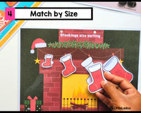 Christmas stocking match by size - chritmas busy book activity