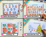Christmas busy book - Letter matching, number matching, counting and X mas tree decoration - Fun interactive games