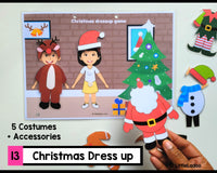 Christmas dress up dolls. Paper dolls. Dress up page