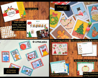 Christmas Busy book activities - Christmas writing, playdough mats, gross motor action cards