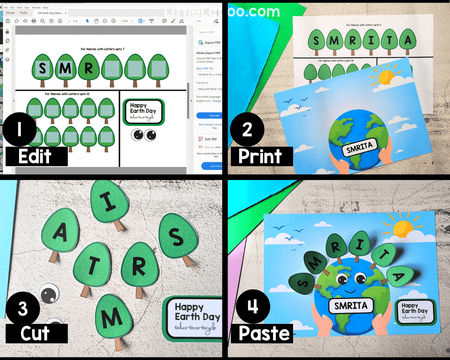 Earth Day Editable Name Craft – LittleLadoo
