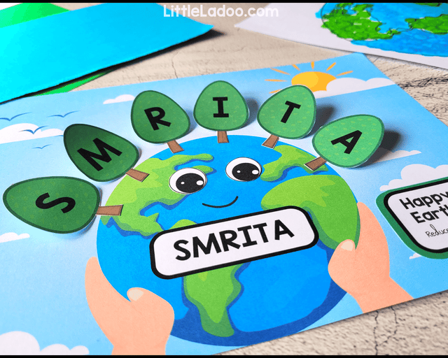 Earth Day Editable Name Craft – LittleLadoo