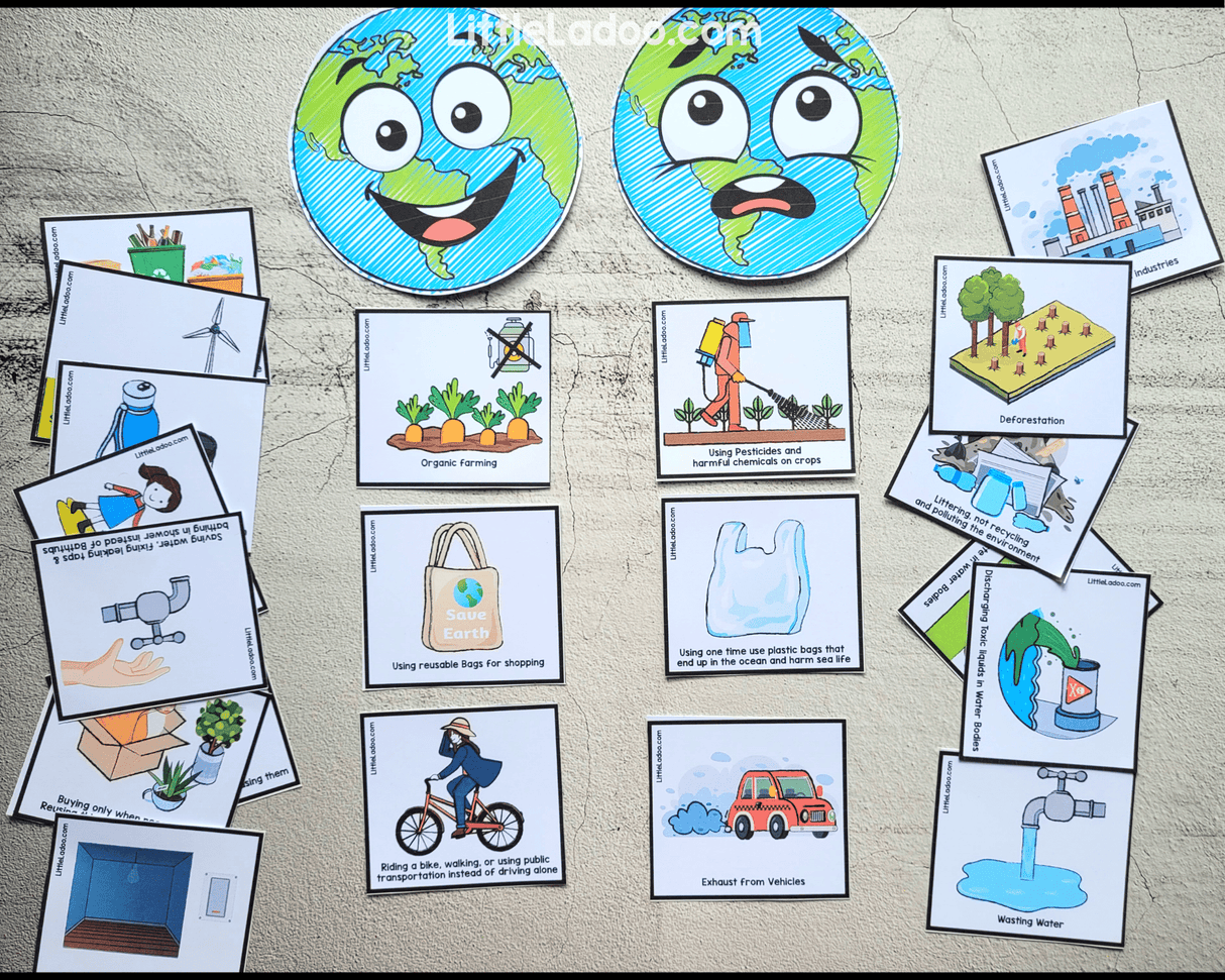 Happy Earth vs Sad Earth Sorting Cards