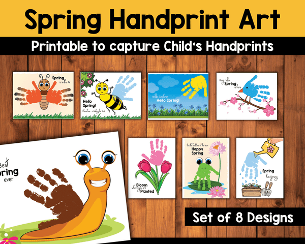 Spring Handprint Art Printable {8 Designs}