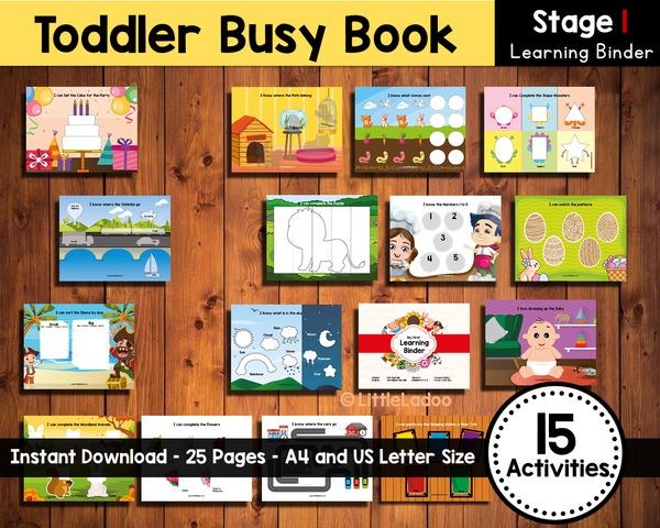 Toddler Busy book , Learning Binder, Printable PDF, Toddler Busy binder