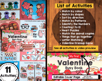 Valentine Busy Book Printable {11 Activities }