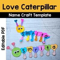 Editable Valentine Name Craft | Caterpillar Name Craft