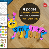 Editable Valentine Name Craft | Caterpillar Name Craft