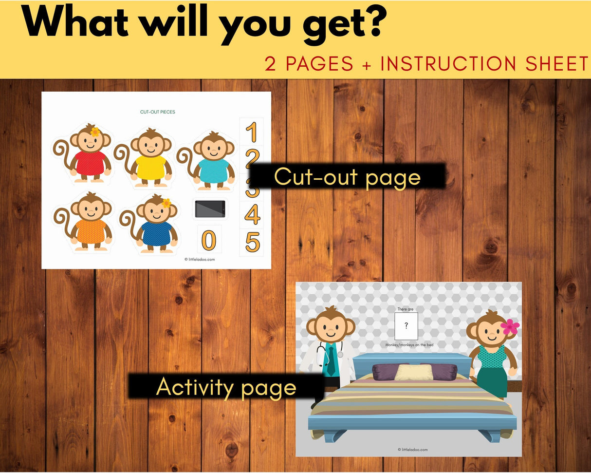 Five little Monkey - Interactive activity Printable {2 Pages}