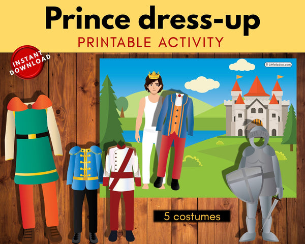Dress up the Prince Printable (Activity Page + 5 Costumes)