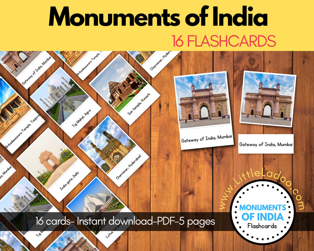 Monuments of India 3 Part Cards + Activities