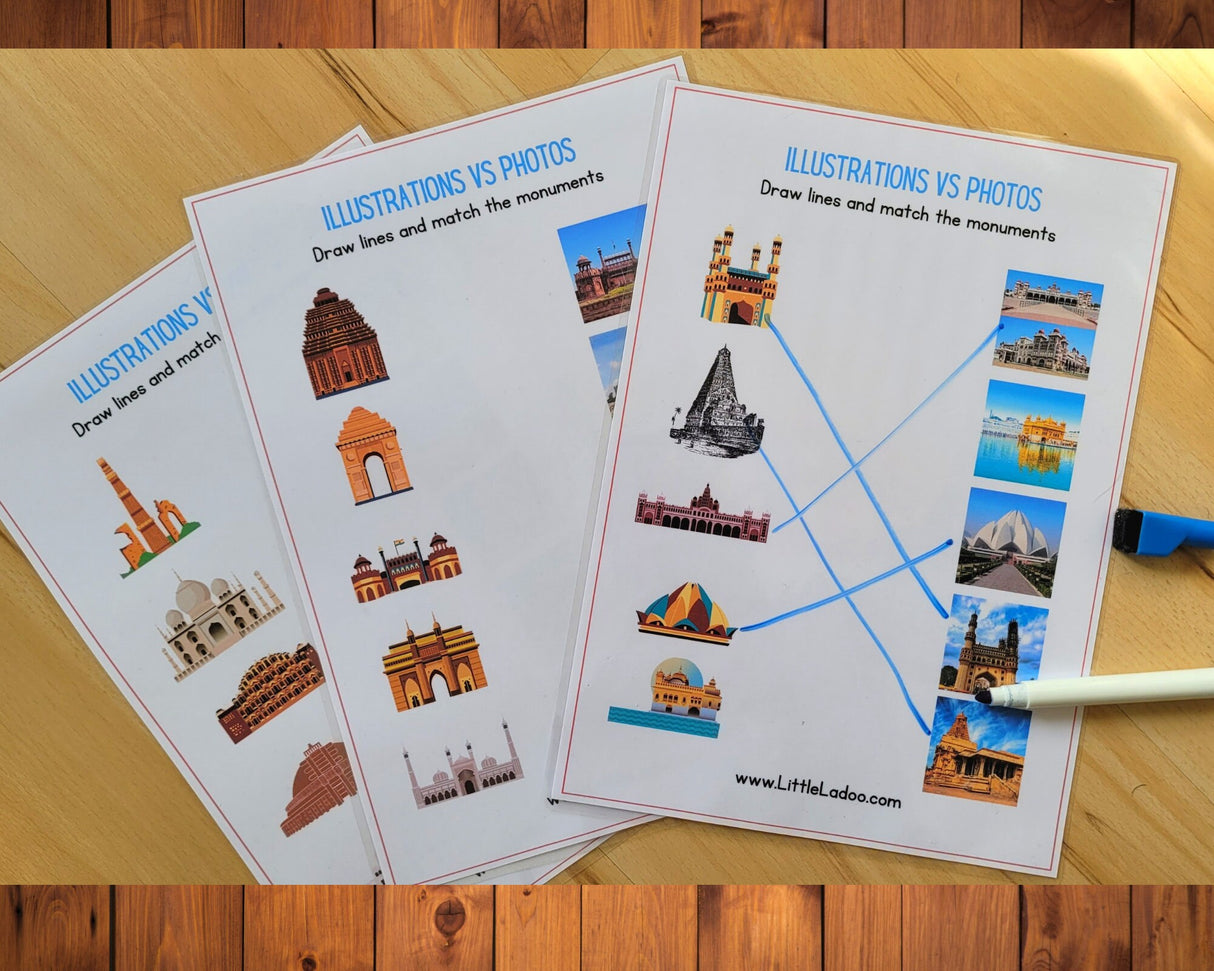 Monuments of India 3 Part Cards + Activities